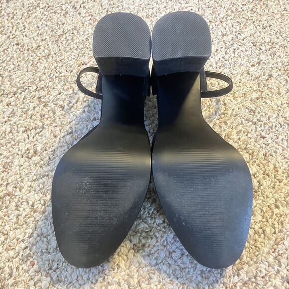 Steve Madden Truth Black Platform High Heel Shoes Size 8 M Ankle Strap Y2K Suede - Picture 9 of 9